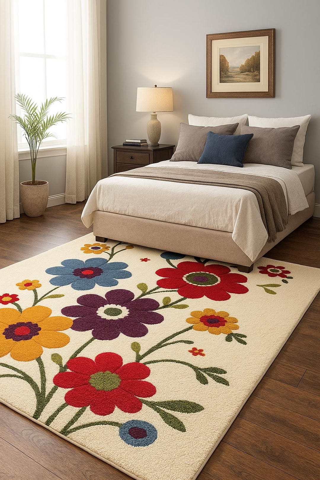 Hand-tufted Wool Flower Rug, Colorful Floral Area Rug - Etsy