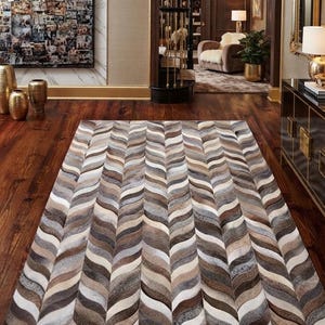 Alfombra de área hecha a mano de piel de cabra con retazos para la decoración del hogar y la sala de estar.