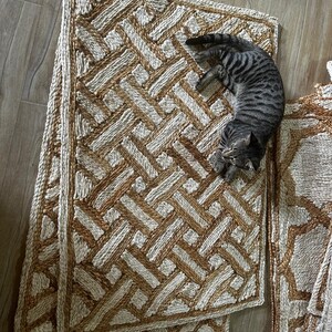 Handmade jute rugs eco friendly ivory with natural for living room home decor