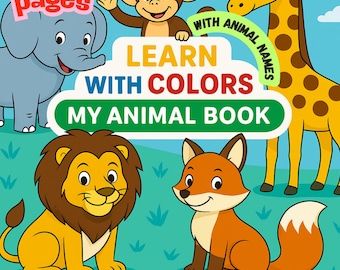 Learn with Colors- My Animal Book- 200 Pages Animal Colouring book- Kids Colouring Book
