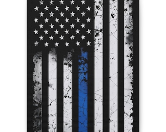 Thin Blue Line Canvas Art: Law Enforcement Tribute, Patriotic Decor