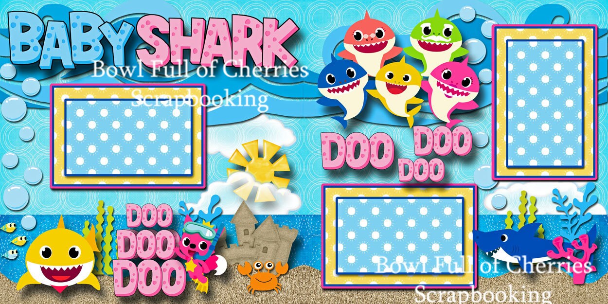 BABY SHARK Song Baby Toddler Boy Girl 2 Printed 2 Premade Scrapbook ...