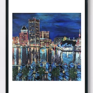 Baltimore Skyline Acrylic Painting Giclee Premium Fine Art Print