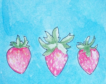 Strawberry painting | Etsy