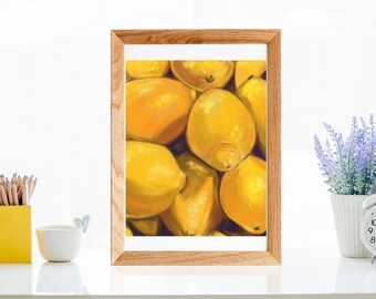 Yellow Lemons 8 x 10 Digital Painting Art Print