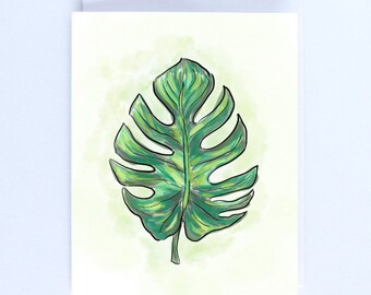 Monstera Plant Leaf Blank Notecard