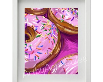 Pink Donuts Painting - Printable Art