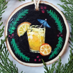 Orange Crush Maryland Cocktail Wood Slice Christmas Ornament Holiday Decor