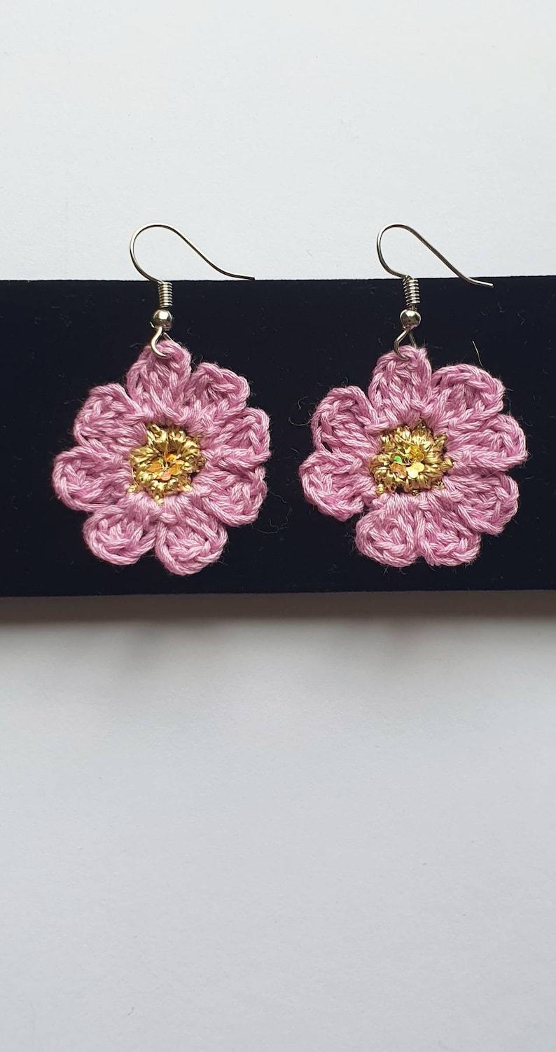 Daisy Crochet Earrings Etsy