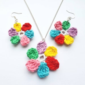 Rainbow Flower Necklace & Earring Set