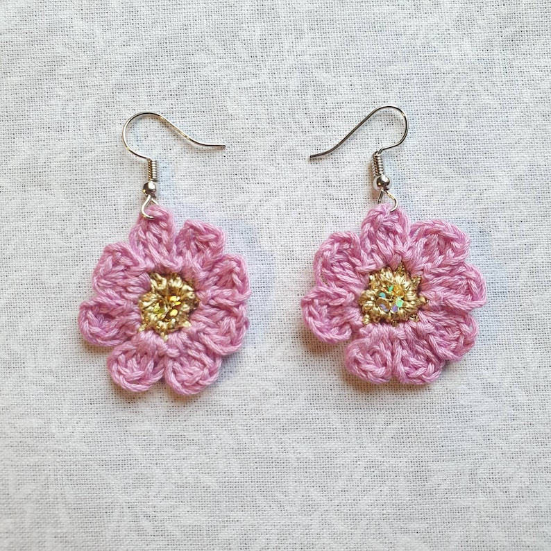 Daisy Crochet Earrings Etsy