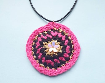 Metallic Mandala - Crochet Necklace