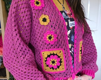 Crochet Cardigan / Jacket colour:Plum