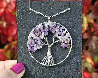 Colgante de amatista del árbol de la vida