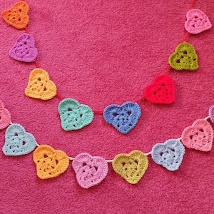 Heart valentines  crochet Rainbow Bunting / home decoration