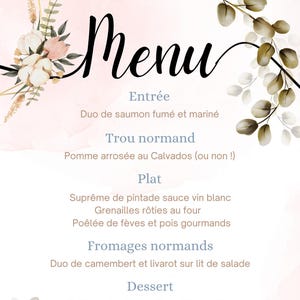 Menükarte für Hochzeit, Taufe, Geburtstag oder andere Feiern