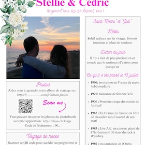 Modèle d'un journal des mariés personnalisable. Il peut être également utilisé pour un faire part, un baptême, un anniversaire.
