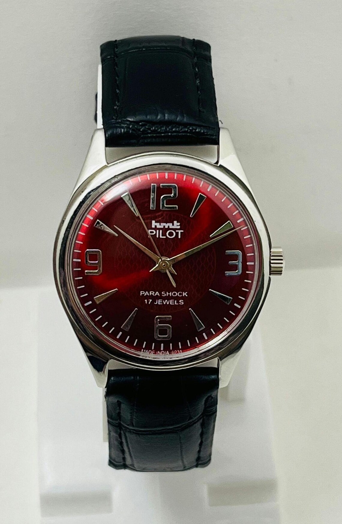 Vintage HMT Pilot Red Dial Mechanical Watch: 17Jewels Manual-Winding Made in India Christmas gifts, photo 2 sur 5
