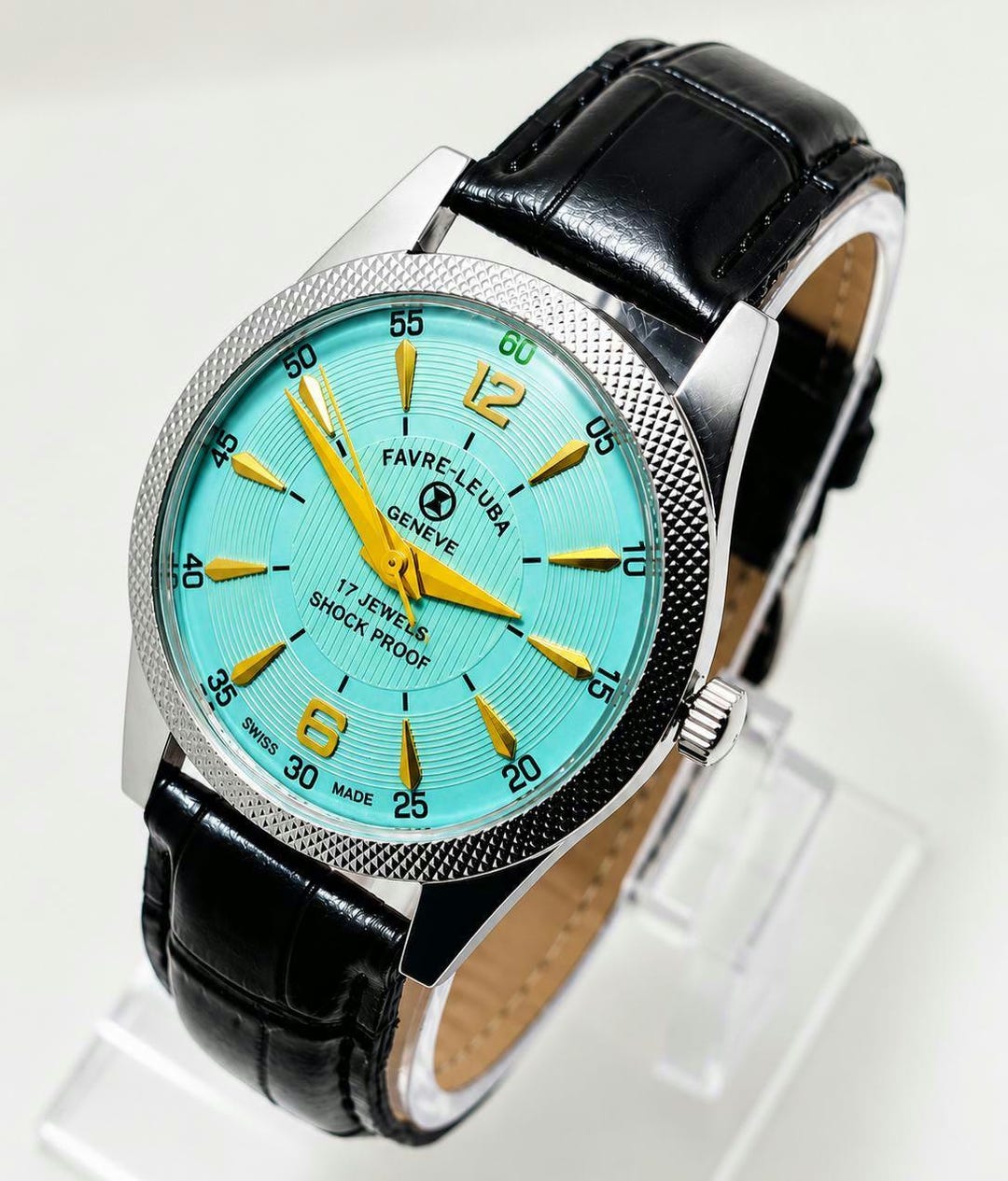 Buy Refurbished Vintage Favre Leuba Geneve Watch, Sea Green Dial
