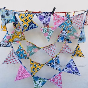 Colorful fabric Bunting Flags Vintage Decor Festive bunting banner Party Decor Nursery wall hanging eco unique bunting, garden decoration