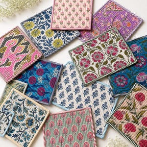 Colorful mix and match fabric coasters | Various patterns| Handmade quilted Floral fabric coasters| Fall home décor | Dining table décor