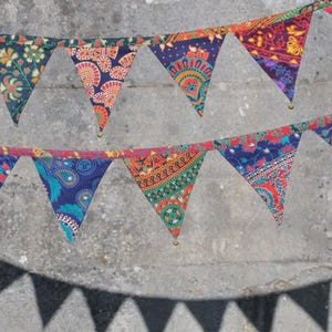 Colorful fabric Bunting Flags Vintage Decor Festive bunting banner Party Decor Nursery wall hanging eco unique bunting, garden decoration