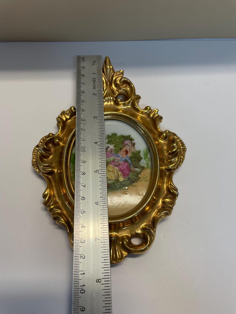 Vintage Oval Porcelain Frame With Gold Rococo Details Hand-painted ...