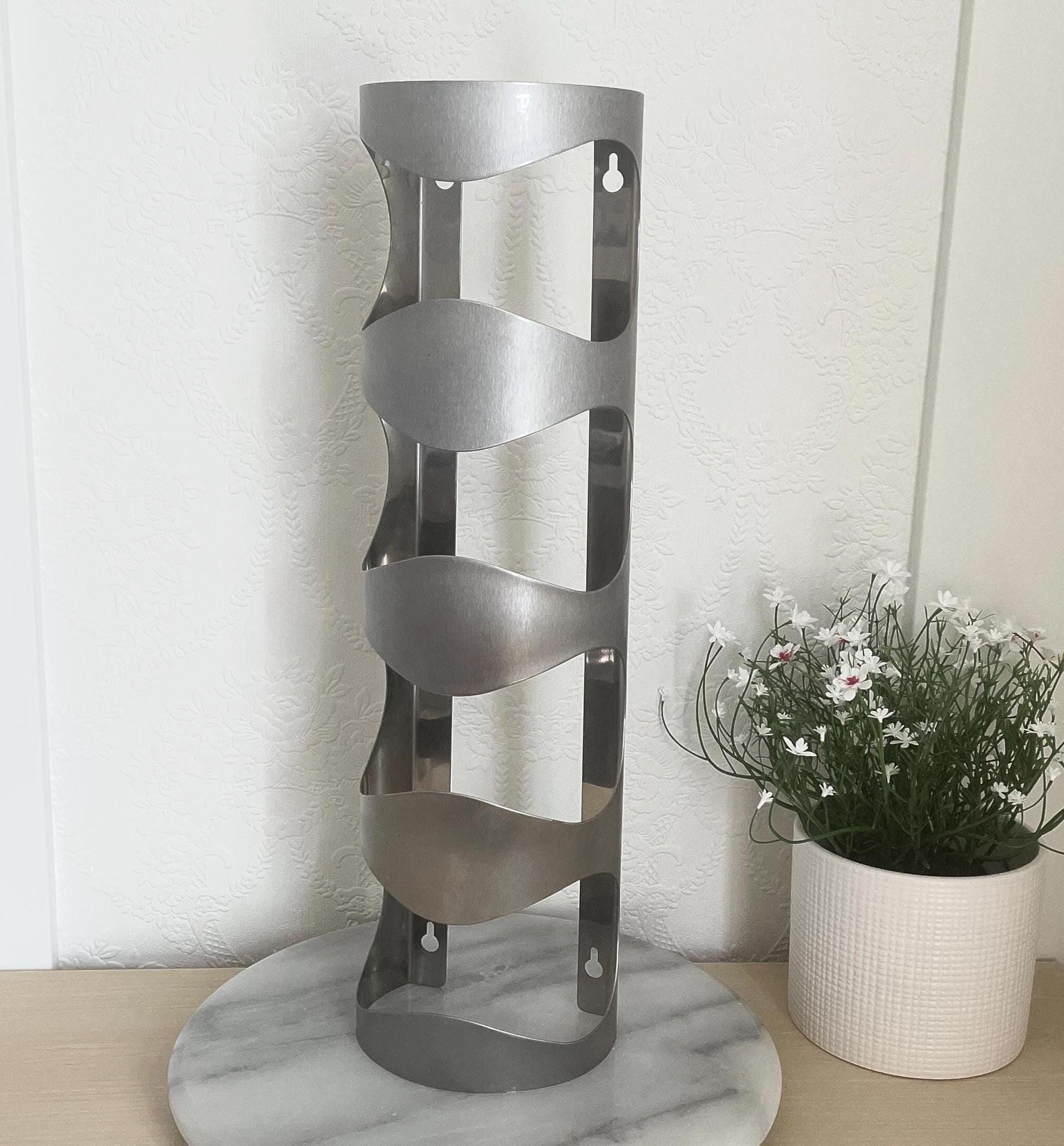 Vintage IKEA VURM Stainless Steel Wall Mount 4 Bottle Wine Rack Discontinued