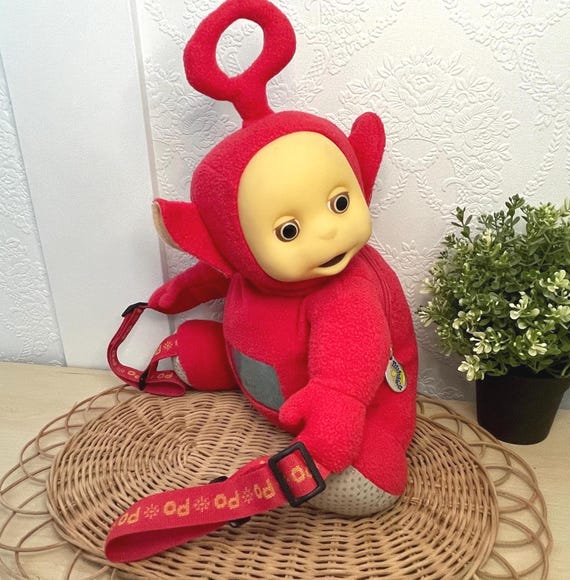 テレタビーズリュックPO ヴィンテージぬいぐるみ Vintage Teletubbies Po Plush Backpack Red Character Bag Kids