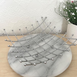 IKEA Wire Fruit Bowl Chrome Basket Modern Kitchen Decor Minimalist Sculptural Centerpiece Vintage