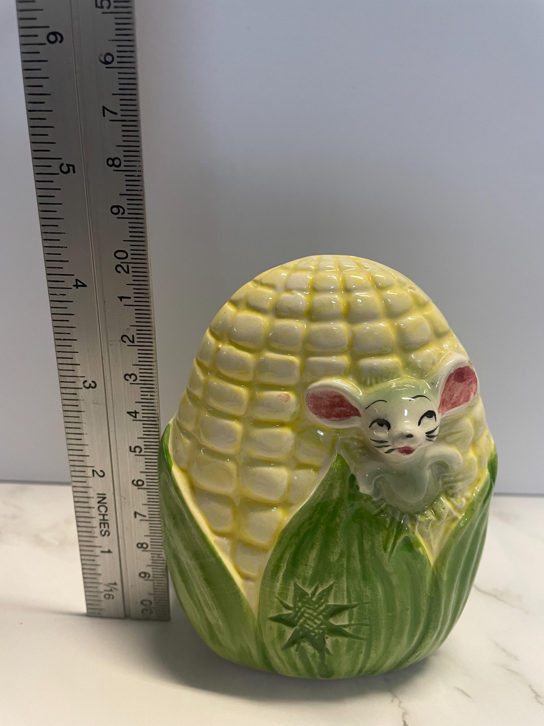 ヴィンテージ風のトウモロコシとネズミのナプキンホルダー、黄色の