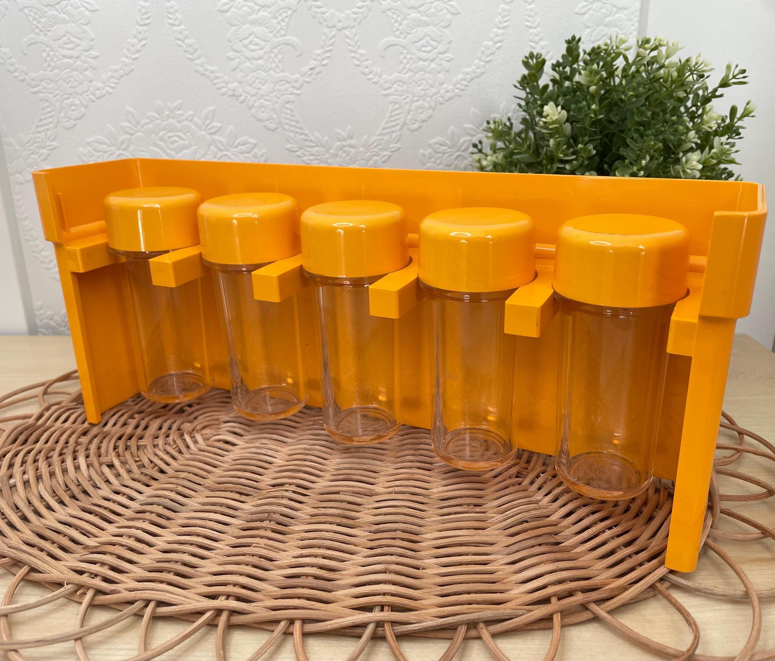 Vintage 1970s Spice Rack André Morin Design Orange Wall Mount