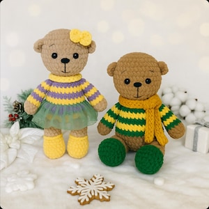 Teddy Plush Bear Crochet Pattern PDF – Amigurumi Bear with Dress, Tutu & Accessories – Easy Cute Soft Toy Pattern for Baby Gift