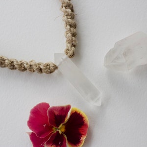 Matte Quartz Double Point Crystal Hemp Necklace
