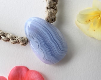 Blue Lace Agate Hemp Necklace