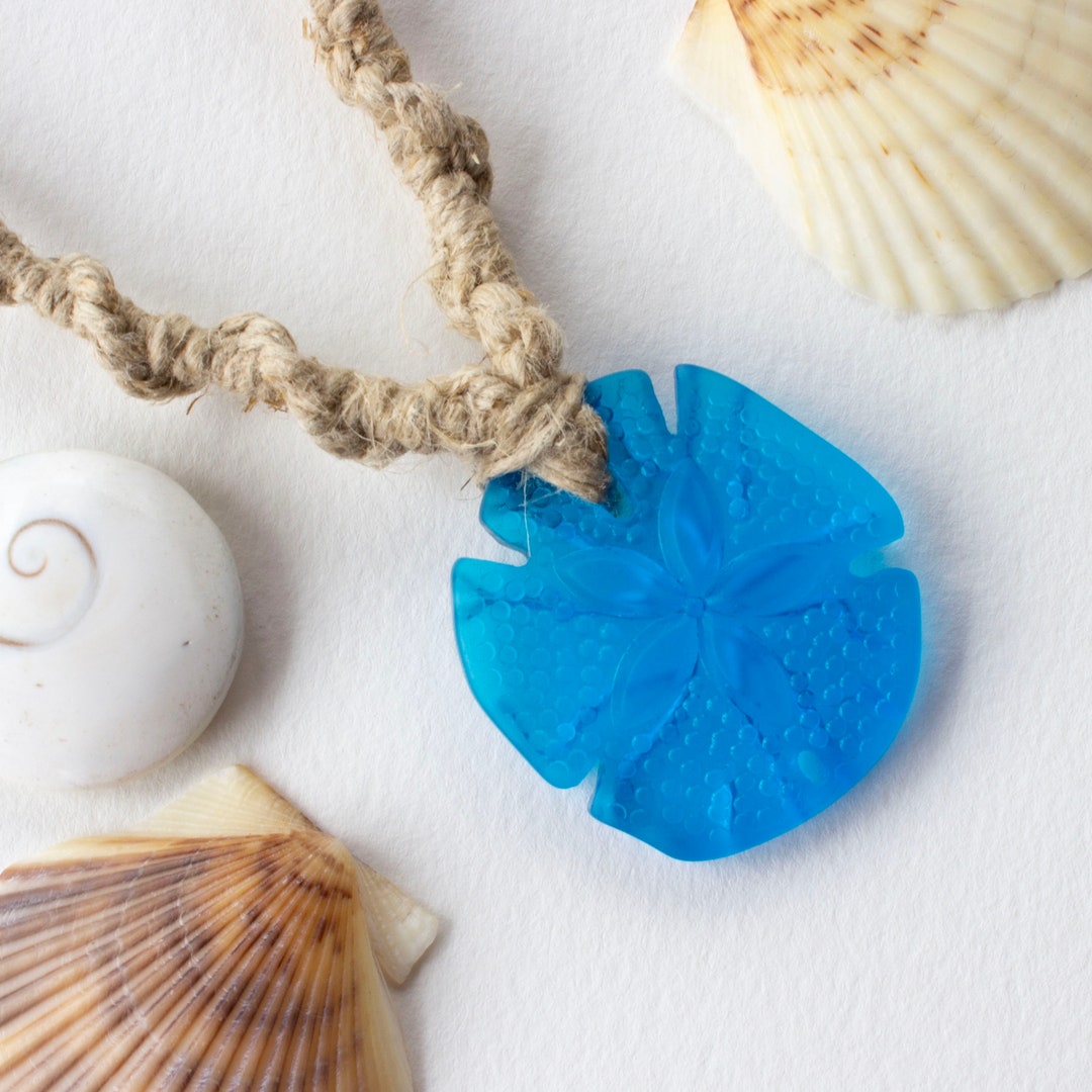 Large Sea Glass Sand Dollar Hemp Necklace - Etsy