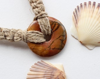 Red Creek Jasper Donut Hemp Necklace