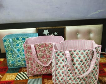 Cotton Quilted Tote Bag Large Handmade Weekender Travel Bag, Embroidered Bridesmaid Tote Bag, Quilted Beach Bags,Floral Causal Boho Tote Bag