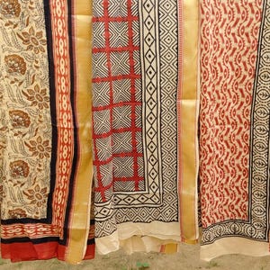 Hand Block Printed Cotton Sarong: Beach Wrap Pareo