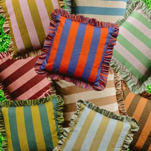 Block Print Boho Cushion Cover With Frill Handmade Cotton Bed Throw Pillows, bohemian pillow cushion cover vintage home decor frill cushion