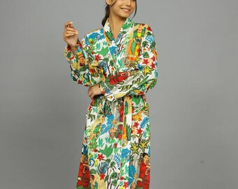 100% Cotton Kimono Robes Beautiful Cotton Kimono Dress Indian Floral Cotton Kimono Bridesmaid Gifts Bestseller Gifts For Her / Him Loungwear