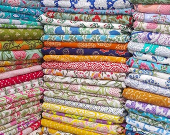 Indian Block Print Cotton Fabric Fat Quarter Bundle: Quilting Scraps Fabric Scraps Fat Quarters Bundle Craft Fabric Remnants Charm Pack