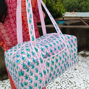 Bolsas de viagem grandes acolchoadas com estampa floral feita à mão, estilo boho, para pernoite e praia, sacolas ecológicas para compras de supermercado e viagens para mulheres