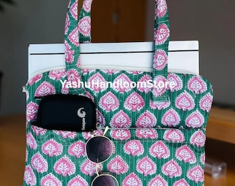 Block Printed Cotton Quilted Laptop Sleeve, MacBook Case For Tablet iPad Pro, Handmade Laptop Case/Laptop Cover, for 13inch, 15inch