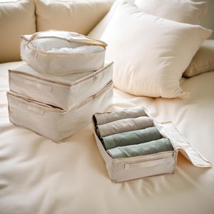 Handmade Cotton Canvas Storage Bag: Zippered Blanket, Sweater Organizer