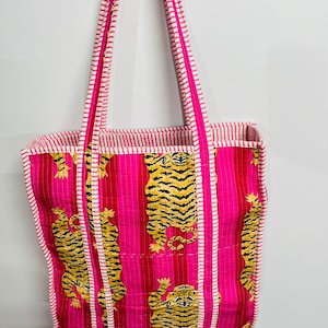 Boho Floral Block Printed Tote Bag Large Quilted Tote Bags Vintage Travel Bag Handmade Gifts Beach Bags Shopping Bag Cotton Grocery hand Bag