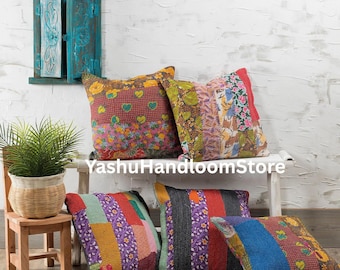 Cotton Kantha Pillow, Handmade pillowcase, Cotton pillow cover, Cushion cover, Sofa pillow, 20x20 Pillow, Couch Pillow, Pillow case