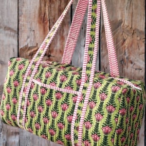 Large Cotton Patches Duffle Bags Blockprint Quilted Fabric Weekender Bags For Women Holiday Gifts Handmade Colorful Travel Overnight Bags