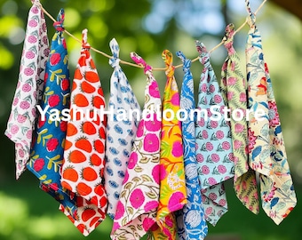 Pañuelos 100% algodón estilo vintage Pañuelos florales hechos a mano cero residuos - lavables y reutilizables Pañuelos únicos Regalos para MAMÁ