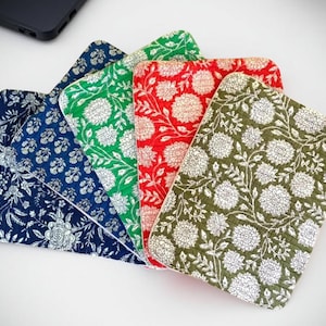 Block Printed Cotton Quilted Laptop Sleeve: MacBook, iPad Pro Case